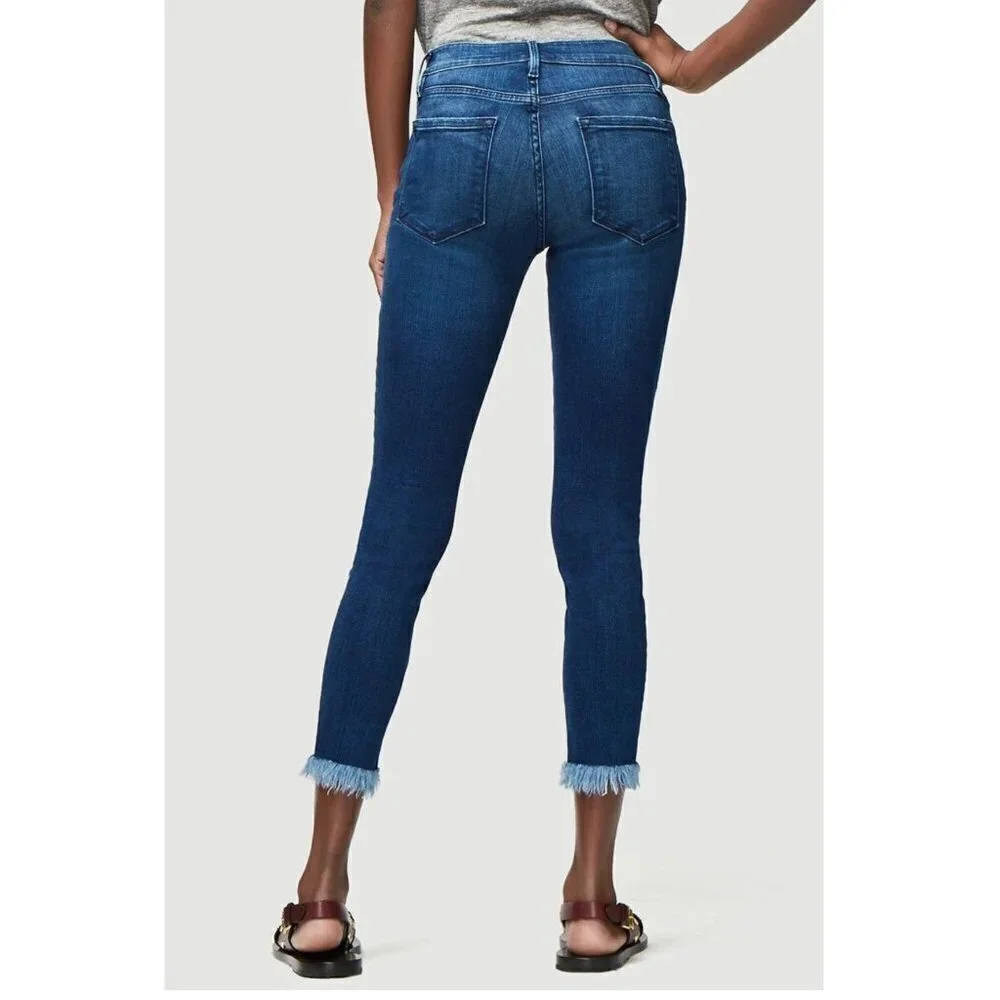 Frame Denim Le Skinny de Jeanne Crop Jeans Shredded Hem Size 26